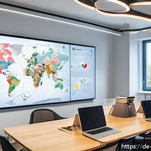 개념 맵의 연구 동향과 미래 전망 - A modern, bright office workspace where a diverse team of professionals collaboratively builds a lar...