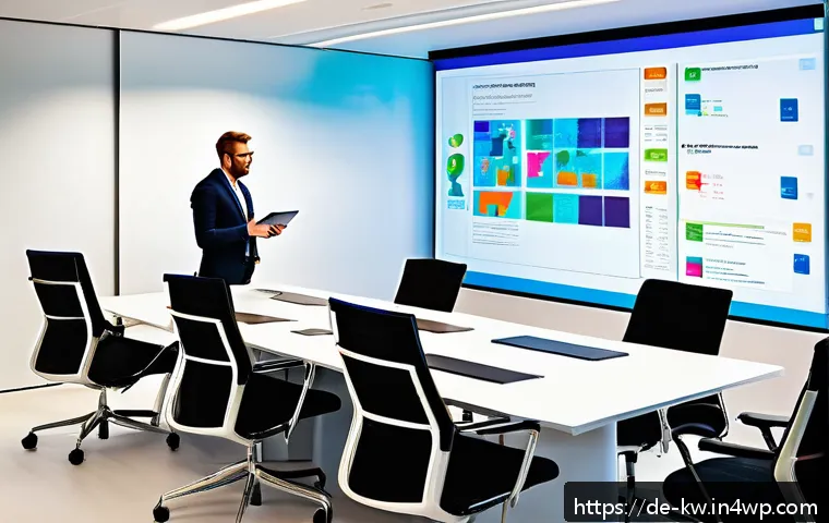 전문가 추천 개념 맵핑 소프트웨어 - A modern office meeting room scene with a diverse German team collaboratively working on a large dig...