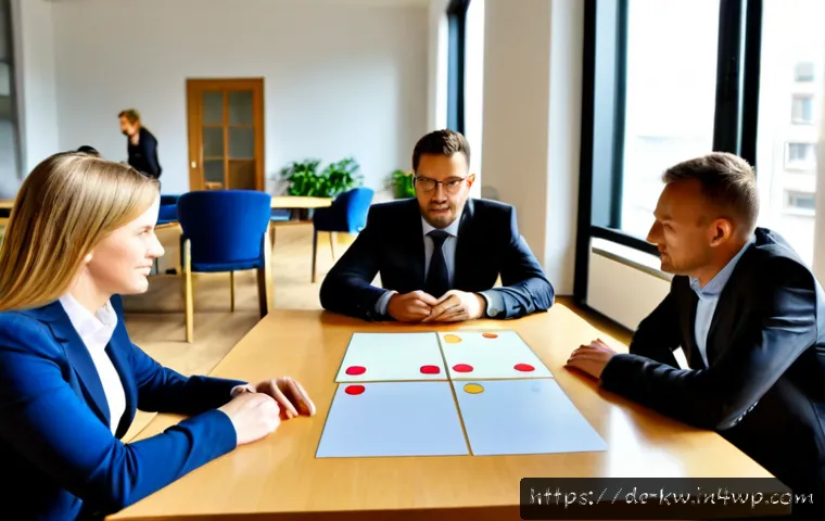 개념 맵을 통한 직무 분석 기법 - Photorealistic German workplace workshop, a diverse team of professionals gathered around a large ta...