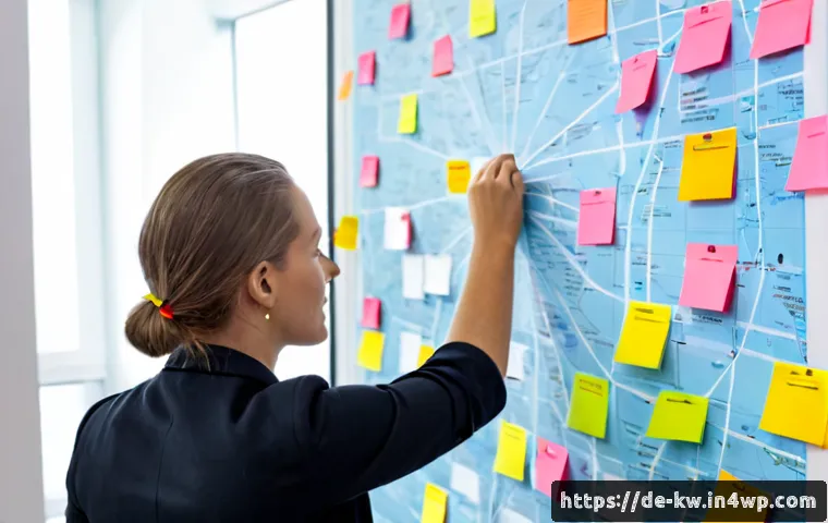 Home 17 개념 맵 활용법 고객 피드백 정리 - Photorealistic overhead view of a German small-business team organizing customer feedback on a large...
